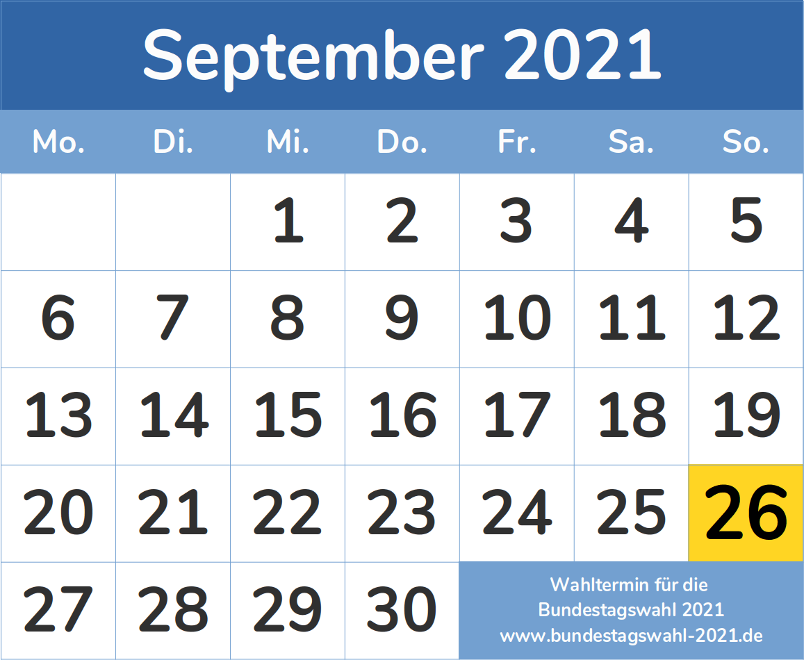 Termin der Bundestagswahl - Wahltermin für die Bundestagswahl