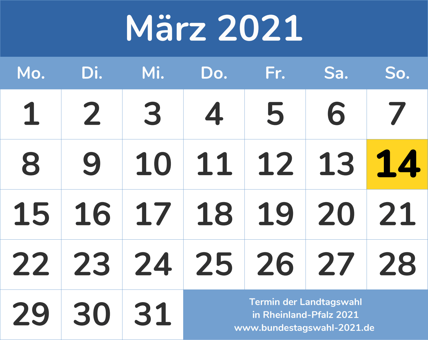 Wahltermin für die Landtagswahl 2021 in Rheinland-Pfalz