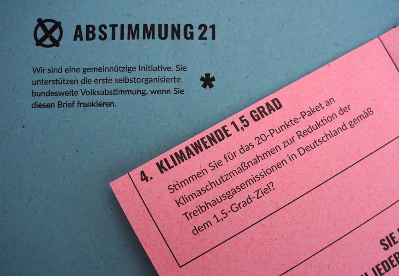 Abstimmung21 - Volksabstimmung am Tag der Bundestagswahl (Stimmzettel, Frage zur Klimawende)