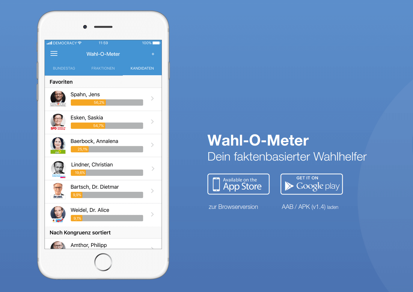 Bundestagswahl 2021 - Online Wahlhilfe Wahl-O-Meter von DEMOCRACY (Wahl-O-Mat)